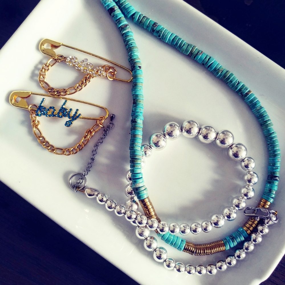 Blue amazonite heishi bead necklace